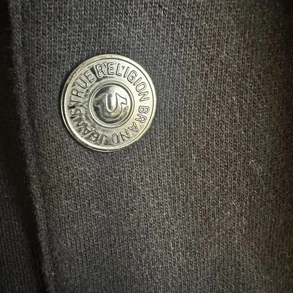 True Religion Logo Hooded Cotton Varsity Jacket. Size XL
